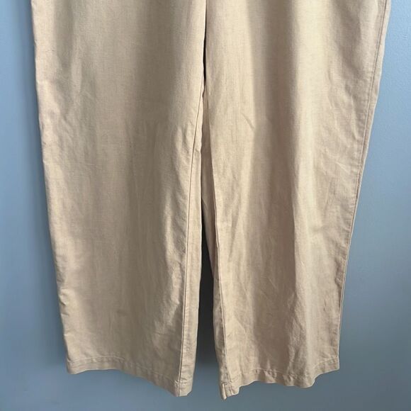 GAP women’s Medium Sand Linen Pull in stretchy waist full leg pants - Picture 5 of 12